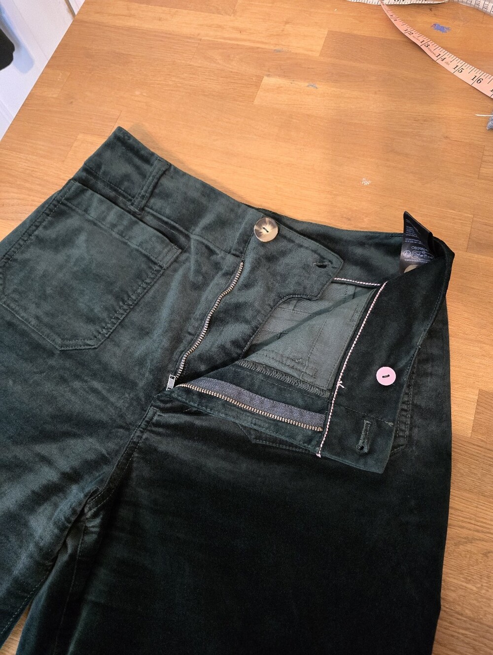 Maeve The Colette Green Velvet Wide Leg Pants Size 29 High Rise Anthropologie - Picture 11 of 15